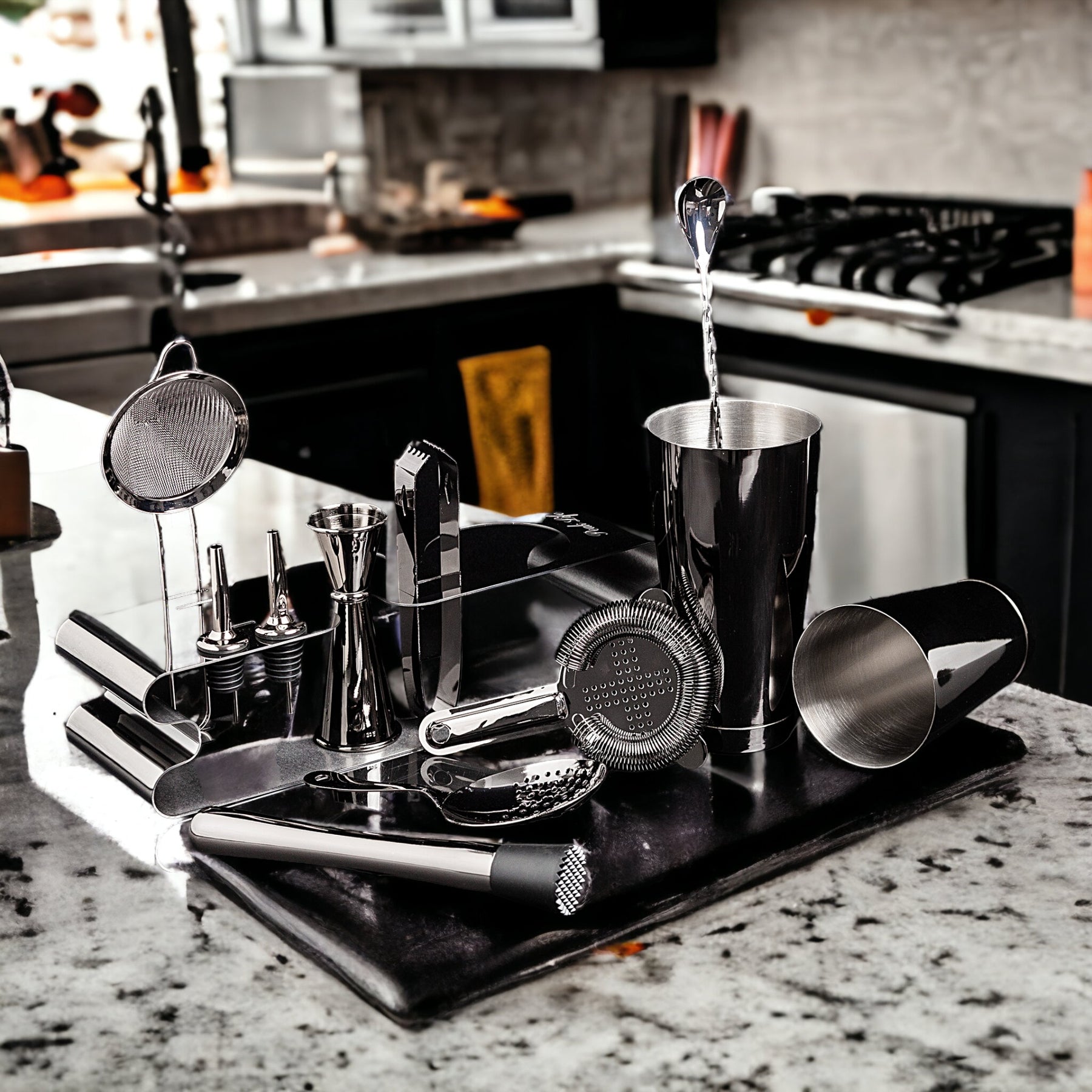 A Cocktail Set with Stand that Truly Stands Out! - Gun Metal Black Color