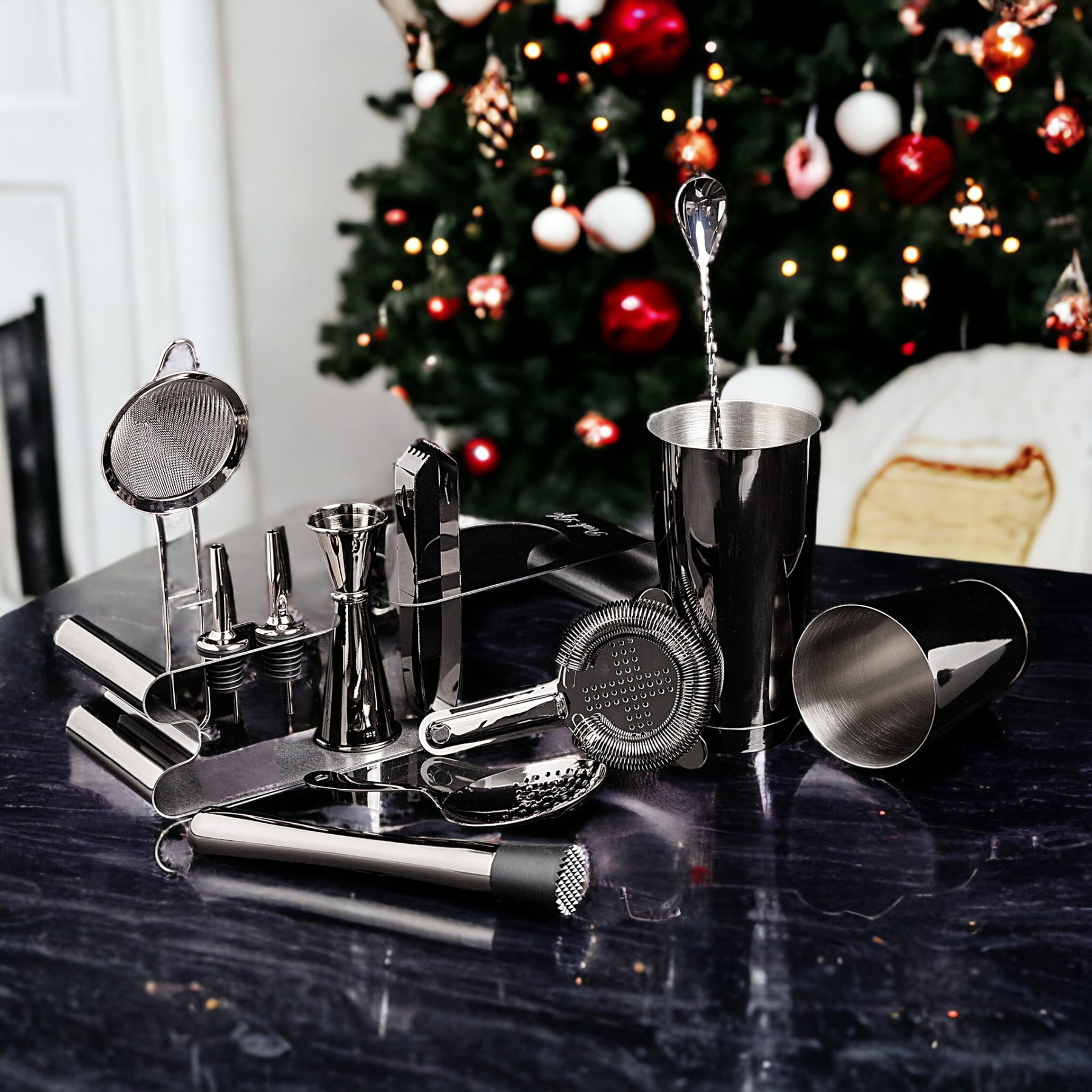 A Cocktail Set with Stand that Truly Stands Out! - Gun Metal Black Color