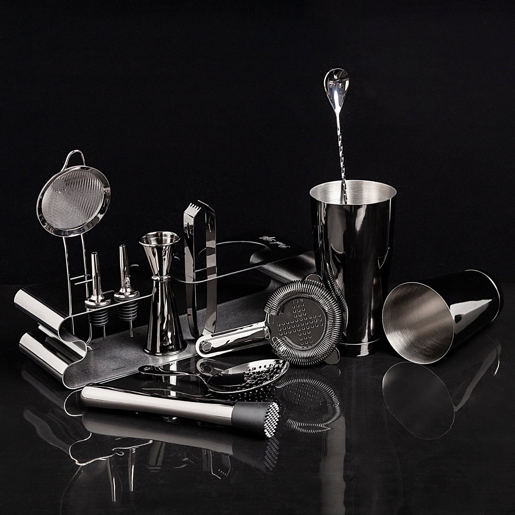A Cocktail Set with Stand that Truly Stands Out! - Gun Metal Black Color.