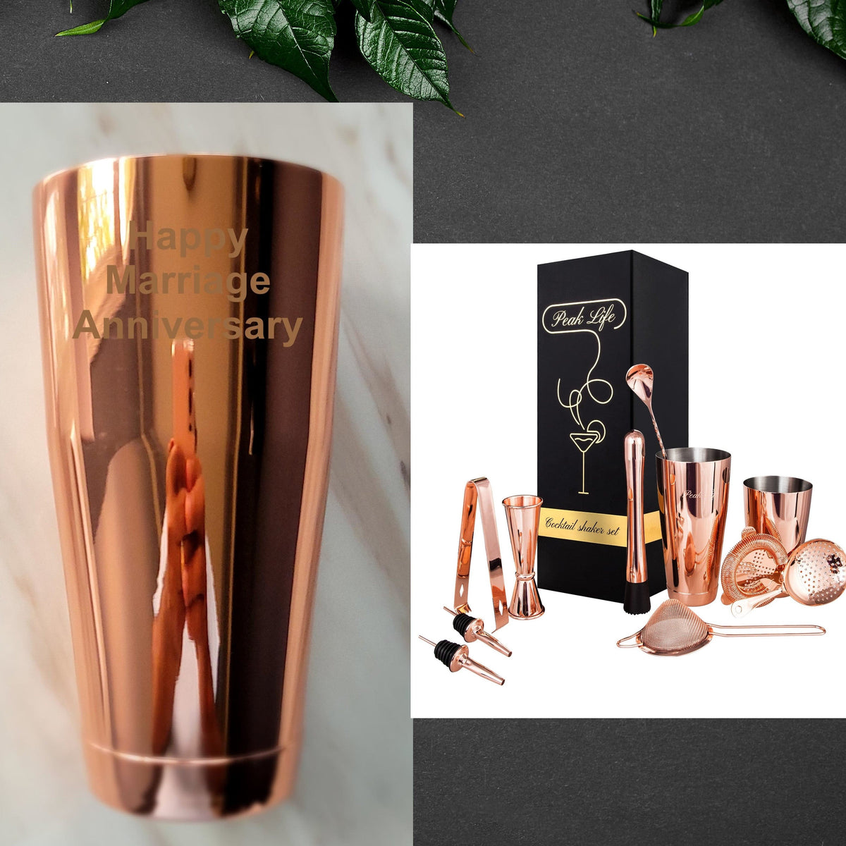 Personalized Boston Cocktail Shaker Professional Bartender Kit - Copper Color.