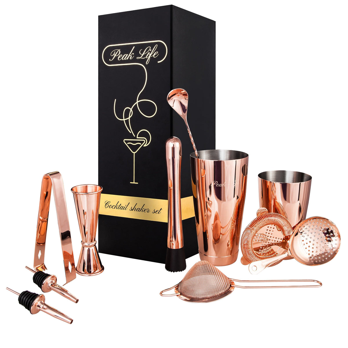 Personalized Boston Cocktail Shaker Professional Bartender Kit - Copper Color.