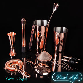 Peak Life Boston Cocktail Shaker Professional Bartender Kit - Copper Color